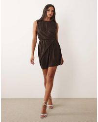 ASOS - Plissé Sleeveless Wrap Tie Front Mini Dress - Lyst