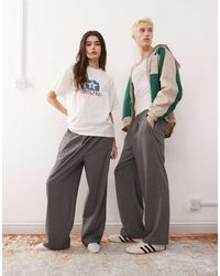 Reclaimed (vintage) - Uniseks Pull-On Broek Met Wijde Pijpen En Krijtstreep - Lyst