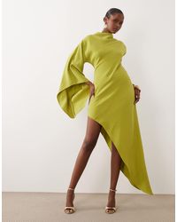 ASOS - Robe longue asymétrique à col montant et ourlet asymétrique - clair - Lyst