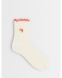 ASOS - Frill Edge Ankle Socks With Shrimp Embroidery - Lyst