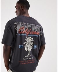 Jack & Jones - Oversized T-Shirt Met Palmboomprint Op De Achterkant - Lyst