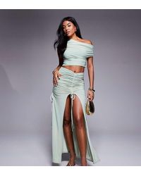 ASOS - Asos X The Sourced Collection Ruched Maxi Skirt Co-ord - Lyst