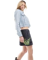 Ed Hardy - Micro Twill Cargo Skirt With Green Dragon Embroidery - Lyst