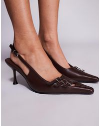 Public Desire - Devoted Slingback Heeled Shoes With Buckle Detail - Lyst