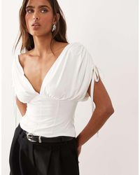 ASOS - Slinky Deep Ruched Off The Shoulder Top - Lyst