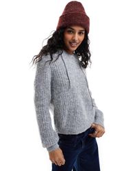 Object - Breed Geribbelde Trui Met Capuchon - Lyst
