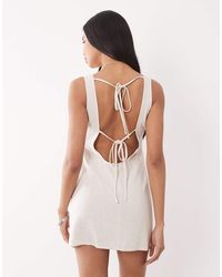 The Frolic - Exclusive Linen Feel Open Tie Back Mini Dress - Lyst