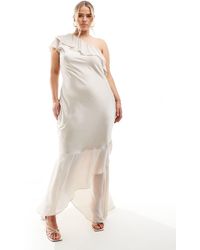 Tfnc Plus - Bridesmaid Satin One Shoulder Ruffle Maxi Dress - Lyst
