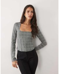 ASOS - Brushed Square Neck Long Sleeve Corset Top - Lyst