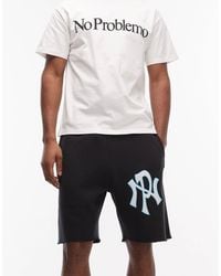 No Problemo - Cotton Rich Sweat Shorts With Nyp Logo And Raw Hem - Lyst