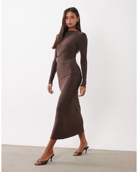ASOS - Long Sleeve Twist Hardware Detail Midi Dress - Lyst