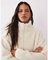 Brave Soul - Zip Through Fleece With Quilted Stitch Detail - Lyst
