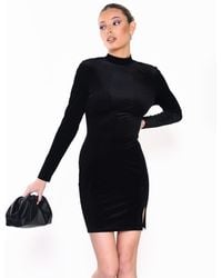Glamorous - High Neck Side Split Mini Dress - Lyst