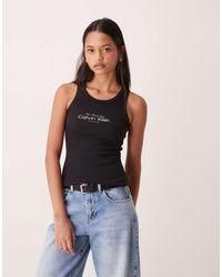 Calvin Klein - Graphic Logo Ribbed Tank Top - Lyst
