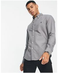 Polo Ralph Lauren Slim Fit Garment Dyed Oxford Shirt in Grey for Men | Lyst  Canada