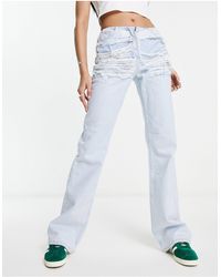 Collusion - X008 Distressed Waistband Y2k Flare Jeans - Lyst