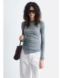& Other Stories - Pure Wool Long Sleeve Top With Asymmetric Hem - Lyst