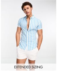 ASOS - Stretch Skinny Oxford Stripe Shirt - Lyst