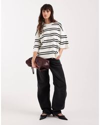 ASOS - Knitted Stripe Compact Structured Oversized T Shirt - Lyst