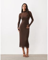AFRM - Shailene Mesh Turtleneck Cami Lining Bodycon Midi Dress - Lyst