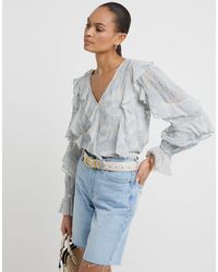 River Island - Frill Fluted Cuff Blouse - Lyst