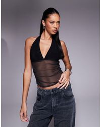 ASOS - – figurbetontes neckholder-oberteil aus netzstoff - Lyst