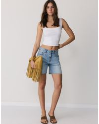 Stradivarius - D93 Longline Denim Shorts - Lyst