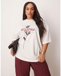 ASOS - Asos Design Curve Oversized T-shirt With Rose Graphic - Lyst