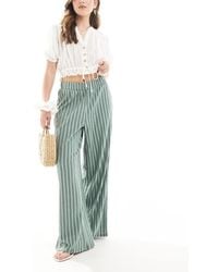 ONLY - Pantaloni A Fondo Ampio Testurizzati Verdi A Righe - Lyst