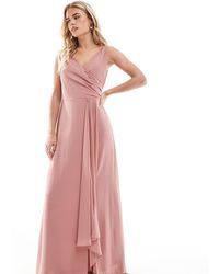 TFNC London - Bridesmaid Chiffon Wrap Front Maxi Dress With Wrap Skirt - Lyst