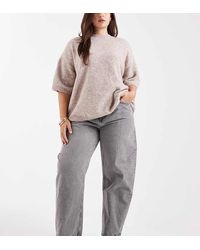 ASOS - Vaqueros Grises De Corte Barrel Slim De Asos Design Curve - Lyst