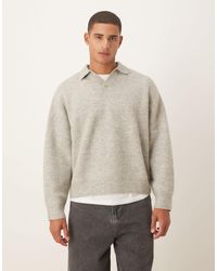 ASOS - Super Oversized Boxy Fit Knitted Fisherman Rib Notch Neck Jumper - Lyst