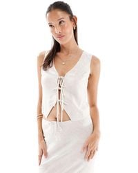 Miss Selfridge - Linen Blend Tie Front Vest - Lyst