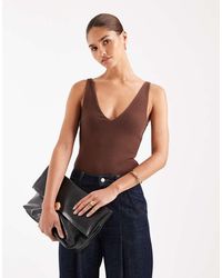 ASOS - Compact Cotton V Neck Bodysuit - Lyst