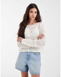 Pieces - Crochet Knitted Jumper - Lyst