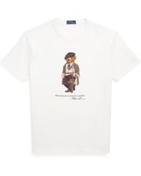 Polo Ralph Lauren - Camiseta Blanca Con Estampado De Polo Bear Con Boina Heritage De - Lyst
