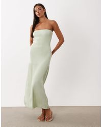 4th & Reckless - Knitted Bandeau Drop Waist Pleat Hem Maxi Dress - Lyst