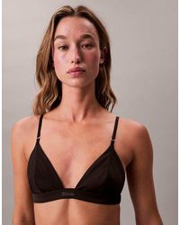 Calvin Klein - Triangel-Bralette Van Satijn - Lyst