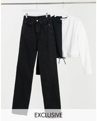 Weekday Rowe Organic Cotton Slim Straight Leg Jeans - Black