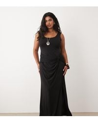 Tfnc Plus - Slinky Scoop Neck Knot Detail Split Maxi Dress - Lyst