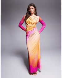 DASKA - – gerafftes maxikleid mit verschwommenem muster - Lyst