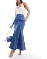 & Other Stories - Denim Maxi Full Skirt With Minimal Front Pleat Detail - Lyst