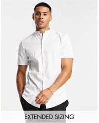 ASOS - Premium Slim Sateen Shirt With Mandarin Collar - Lyst