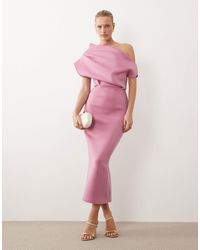 ASOS - Dramatic Neckline Midi Dress - Lyst