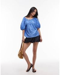 Mango - Cotton Mix Soft Denim Bubble Mini Skirt - Lyst