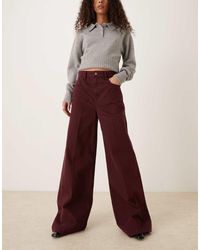 Mango - Cotton Pleat Front Wide Leg Jean - Lyst