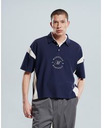 ASOS - Heavyweight Boxy Waffle Texture Oversized Polo With Panelling And Chest Print - Lyst