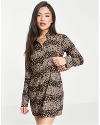 Motel - Relaxed Mini Button Up Bodycon Dress - Lyst