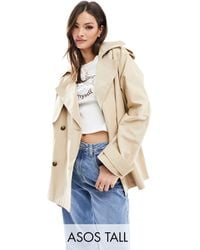 ASOS - Asos design tall - trench-coat oversize court - taupe - Lyst