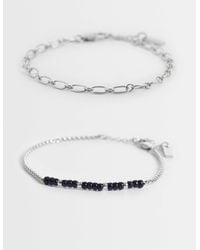 ASOS - 2 Pack Oval Link And Black Beaded Rope Chain Bracelet - Lyst
